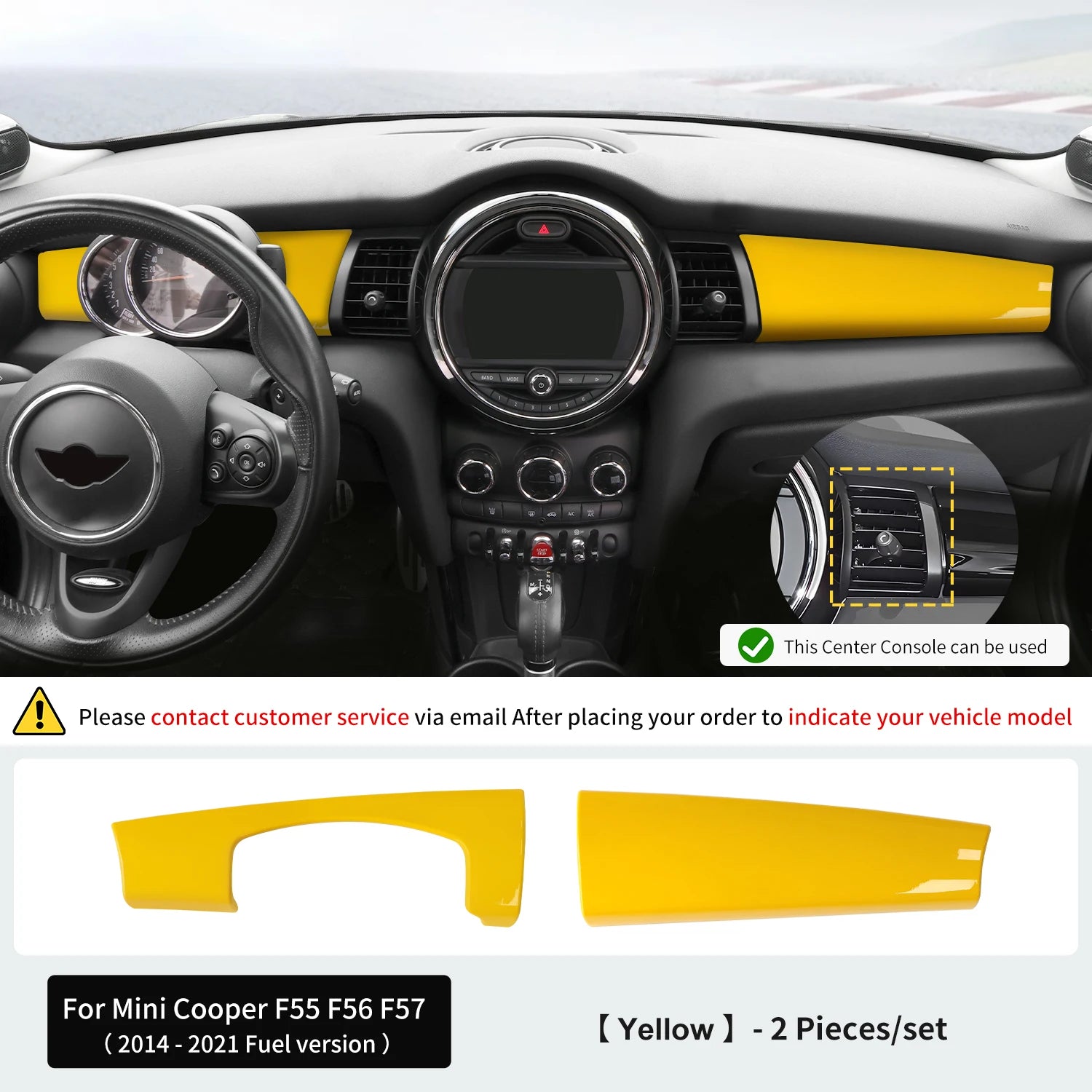 Premium ABS Leather Dashboard Shell for Mini F55/F56/F57 Yellow – Car Accessories | MotorWorld Marketplace