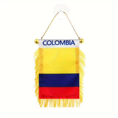 Colombia Flag Mini Banner 3x4" Double-Sided, Suction Mount