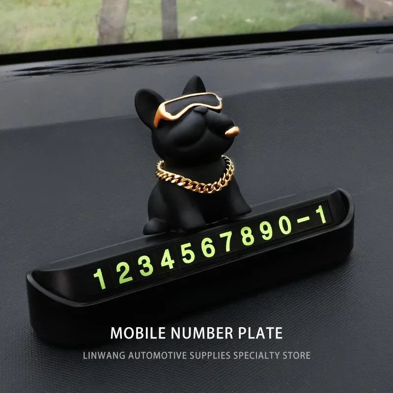 Bulldog Car Parking Plate | Cute Dashboard Decor Gift black – Car Accessories | MotorWorld Marketplace