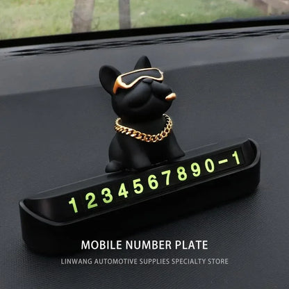 Bulldog Car Parking Plate | Cute Dashboard Decor Gift black – Car Accessories | MotorWorld Marketplace