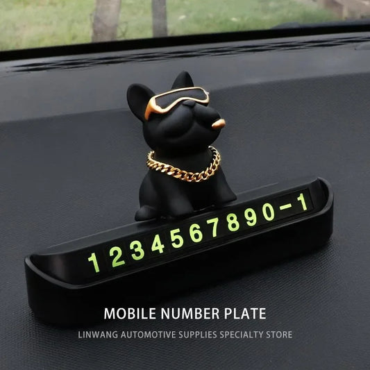 Bulldog Car Parking Plate | Cute Dashboard Decor Gift black – Car Accessories | MotorWorld Marketplace
