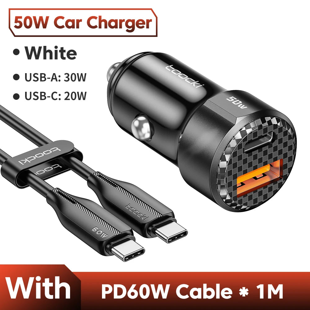 50W QC PD 3.0 USB-C Car Charger, Fast Charge 4.0 50W Black and Cable – Car Accessories | MotorWorld Marketplace