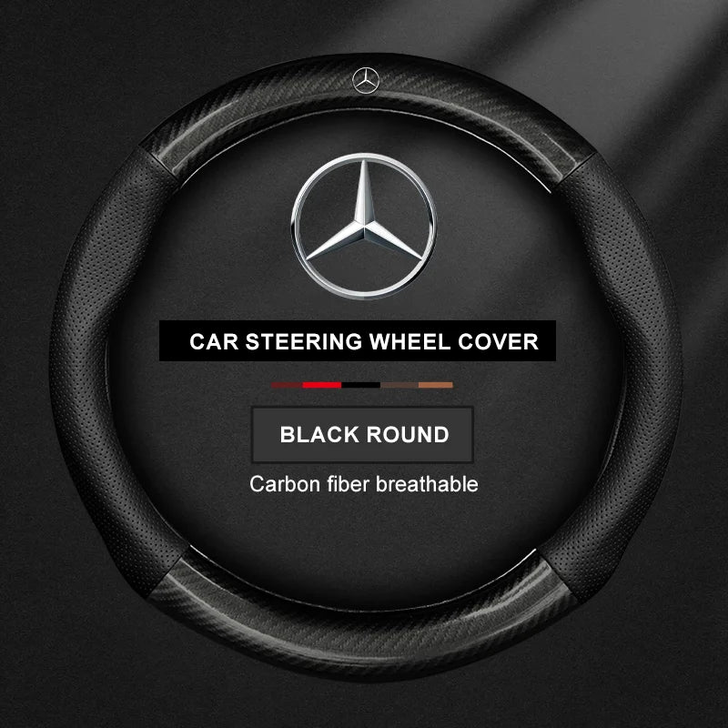 Carbon Fiber Leather Steering Wheel Cover for Mercedes-Benz