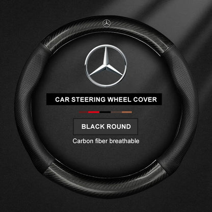 Carbon Fiber Leather Steering Wheel Cover for Mercedes-Benz