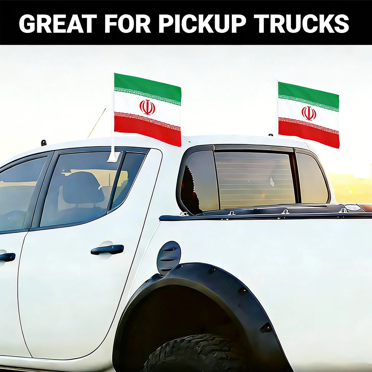 Iran Car Window Flag 30x45cm, Patriotic Auto Accessory