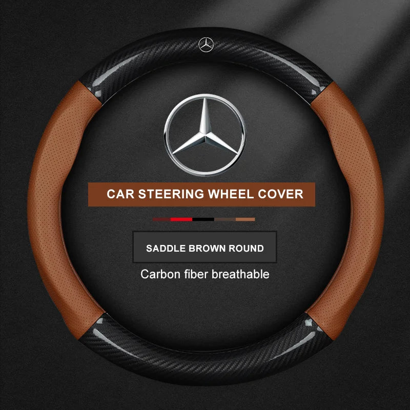Carbon Fiber Leather Steering Wheel Cover for Mercedes-Benz