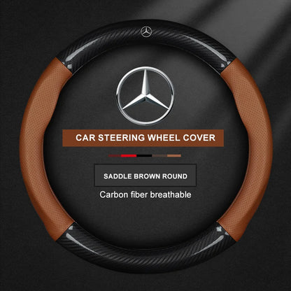 Carbon Fiber Leather Steering Wheel Cover for Mercedes-Benz