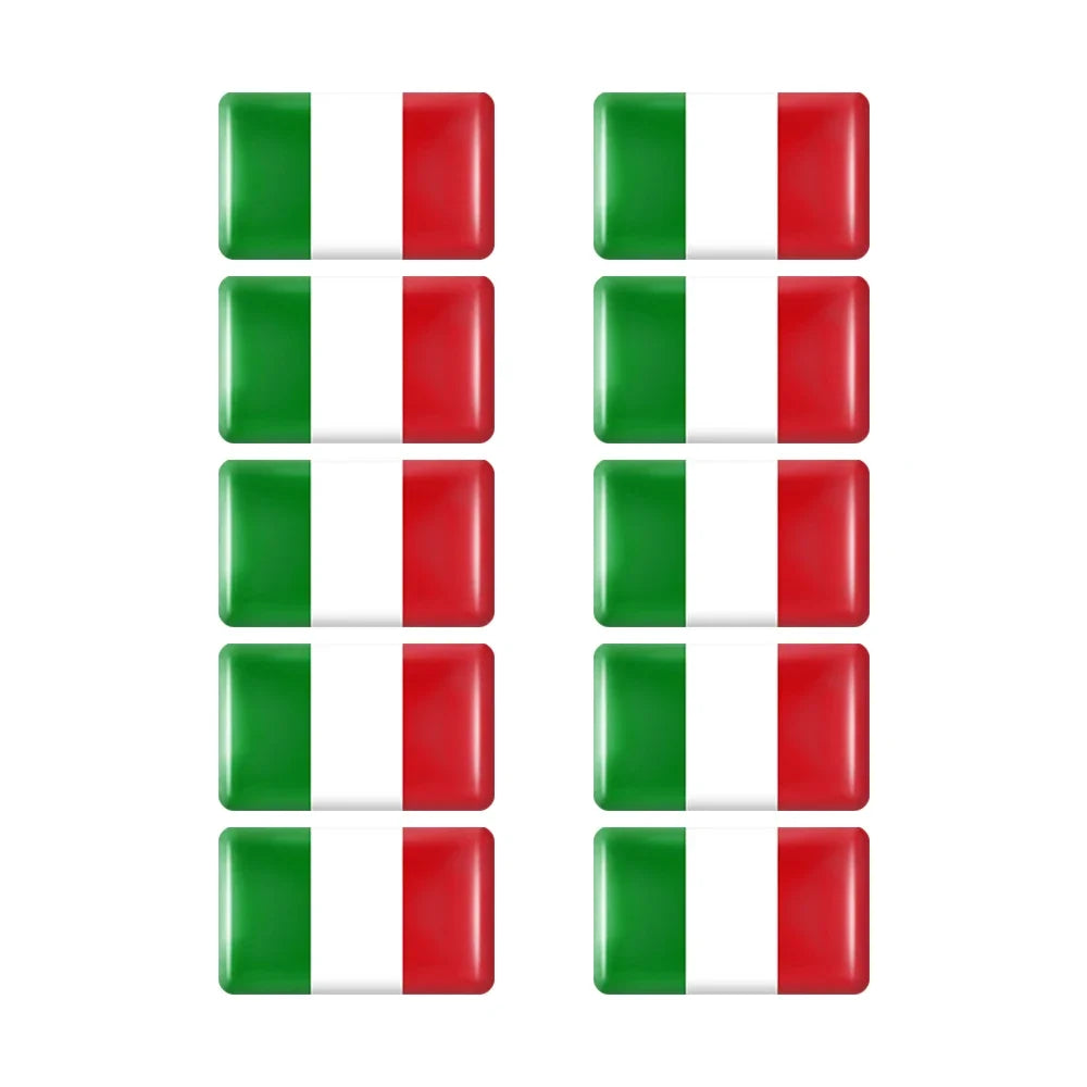 10pcs Epoxy Flag Badge Decals UAE, NL, RU, BR, IT, TH
