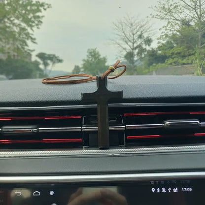 Wood Cross Rearview Mirror Ornament – Safe Driving Gift