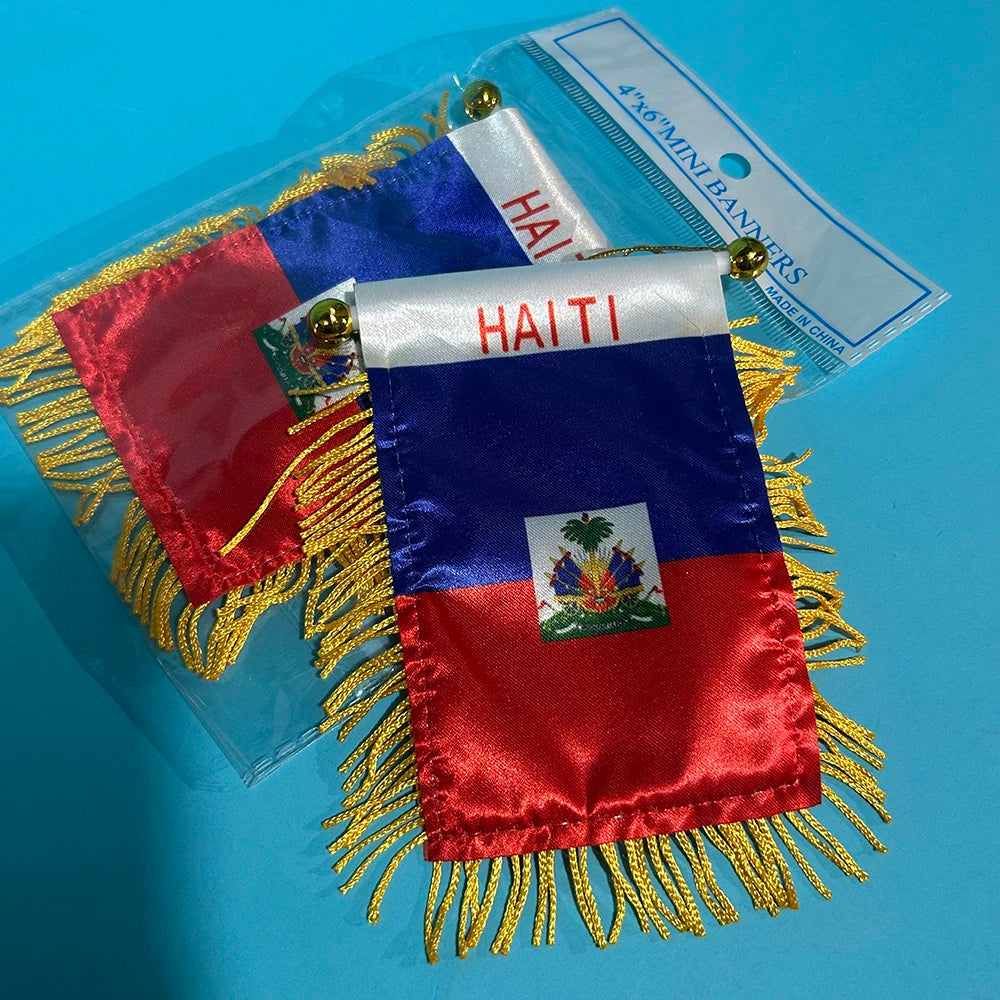 Haiti Double-Sided Car Window Flag 8x12cm