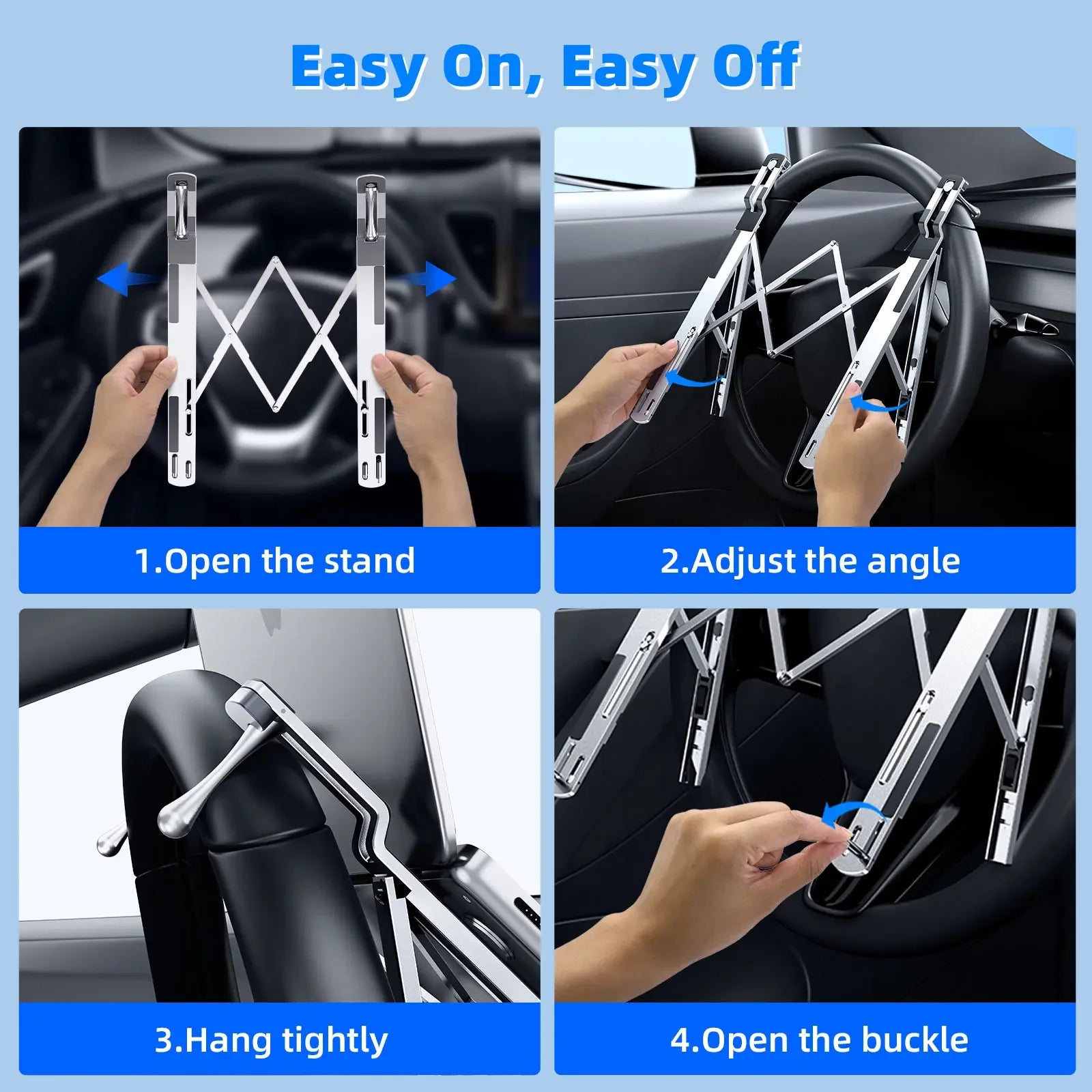 Foldable Car Laptop Mount, 5-Height Adjustable, Metal – Car Accessories | MotorWorld Marketplace