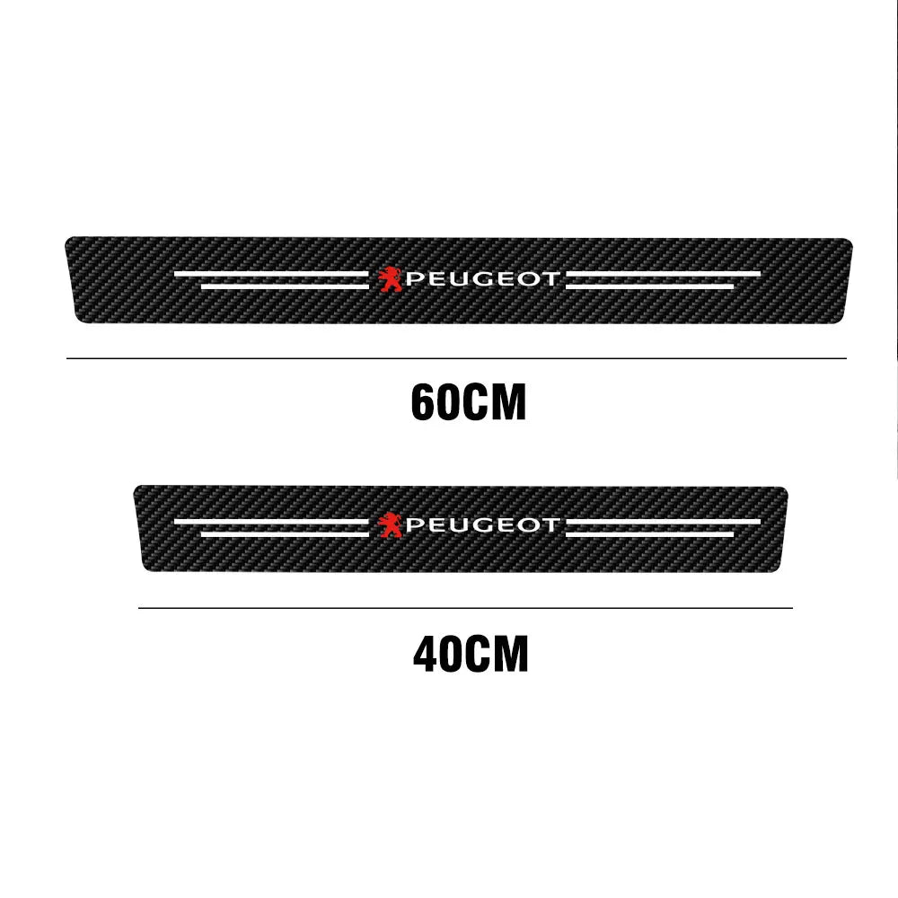 4pcs Leather Door Sill Protectors for Peugeot 206-3008, Anti-Scratch