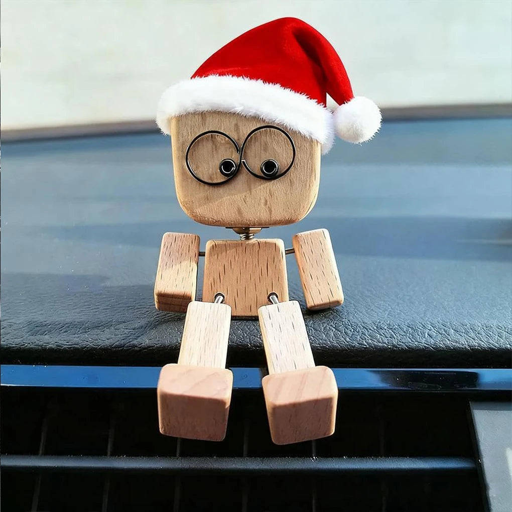 Handmade Shaking Wooden Man - Pro Car Dashboard Xmas Decor