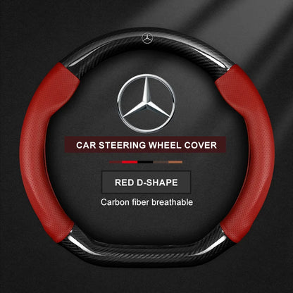 Carbon Fiber Leather Steering Wheel Cover for Mercedes-Benz