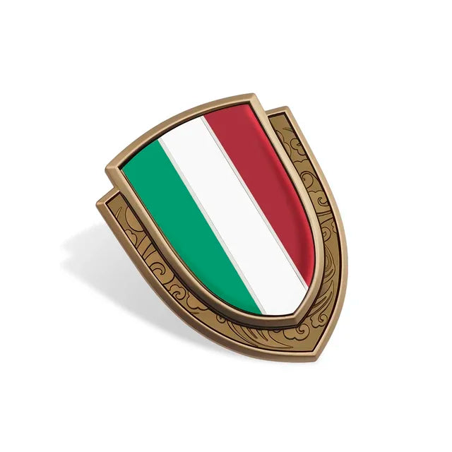 Italy Flag Shield Car Logo Sticker for Alfa Romeo, Ferrari, Fiat Copper Frame – Car Accessories | MotorWorld Marketplace
