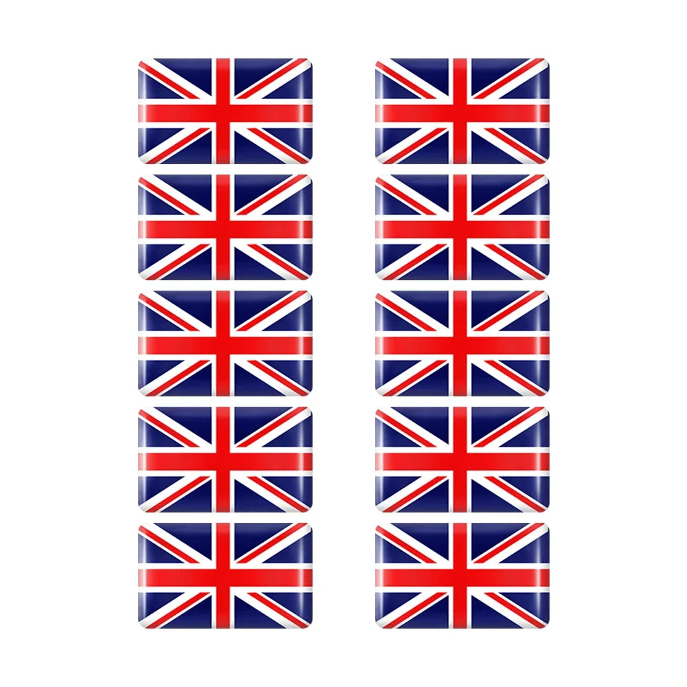 10pcs Epoxy Flag Badge Decals UAE, NL, RU, BR, IT, TH
