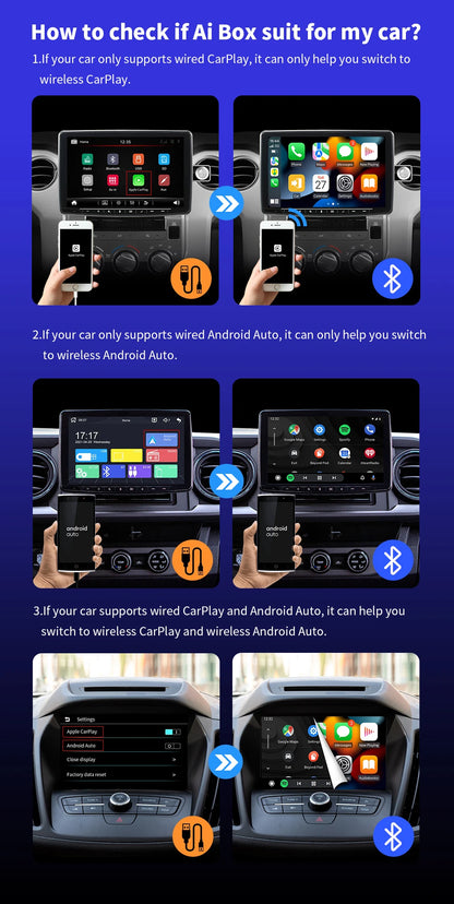 EKIY Mini CarPlay sans fil pour Toyota, Mazda, Nissan et plus encore - iOS15 et Bluetooth