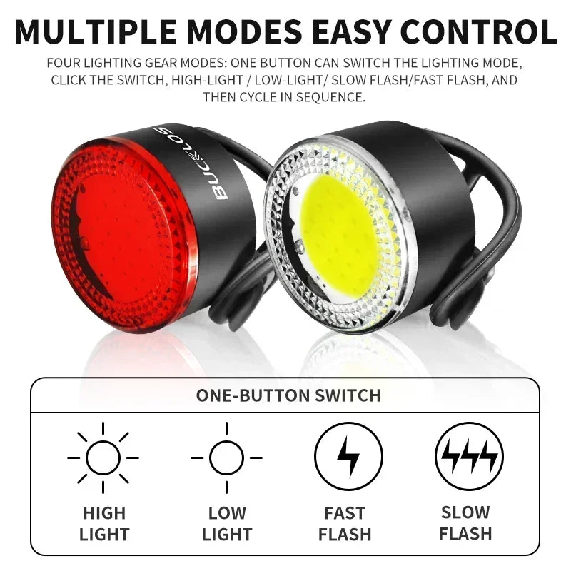 BUCKLOS LED Bike Light Set, Rechargeable COB Front & Rear – Car Accessories | MotorWorld Marketplace
