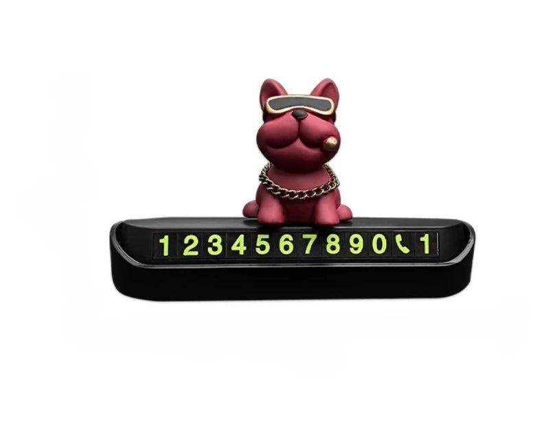 Bulldog Car Parking Plate | Cute Dashboard Decor Gift red – Car Accessories | MotorWorld Marketplace