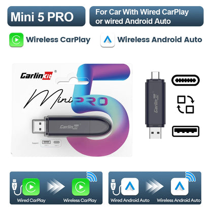 CarlinKit 5.0 Mini Adapter Wireless CarPlay & Android Auto