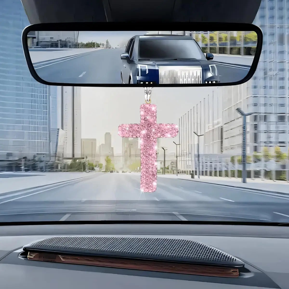 Crystal Diamond Cross Mirror Hanger – Universal Auto Decor