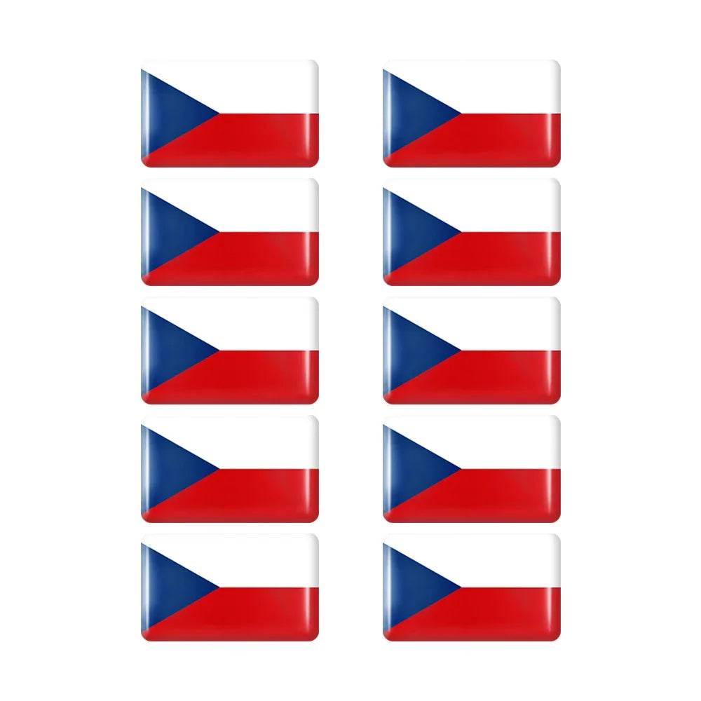 10pcs Epoxy Flag Badge Decals UAE, NL, RU, BR, IT, TH