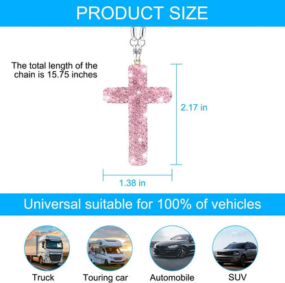 Crystal Diamond Cross Mirror Hanger – Universal Auto Decor
