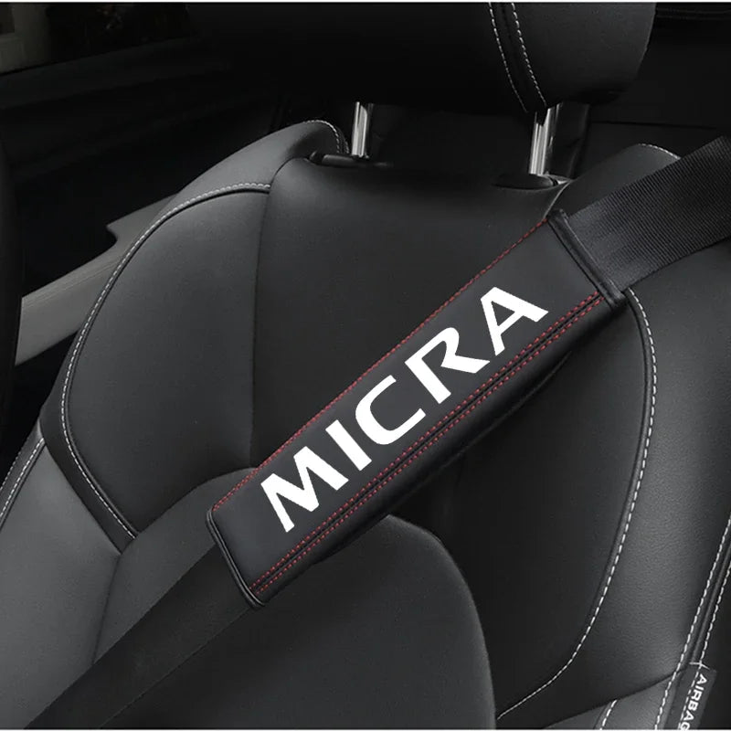 Premium Cowhide Seat Belt Cover for Nissan Micra
