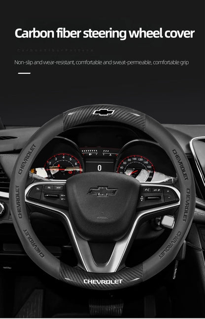 Housse de volant en daim et fibre de carbone pour Chevrolet Cruze Bolt