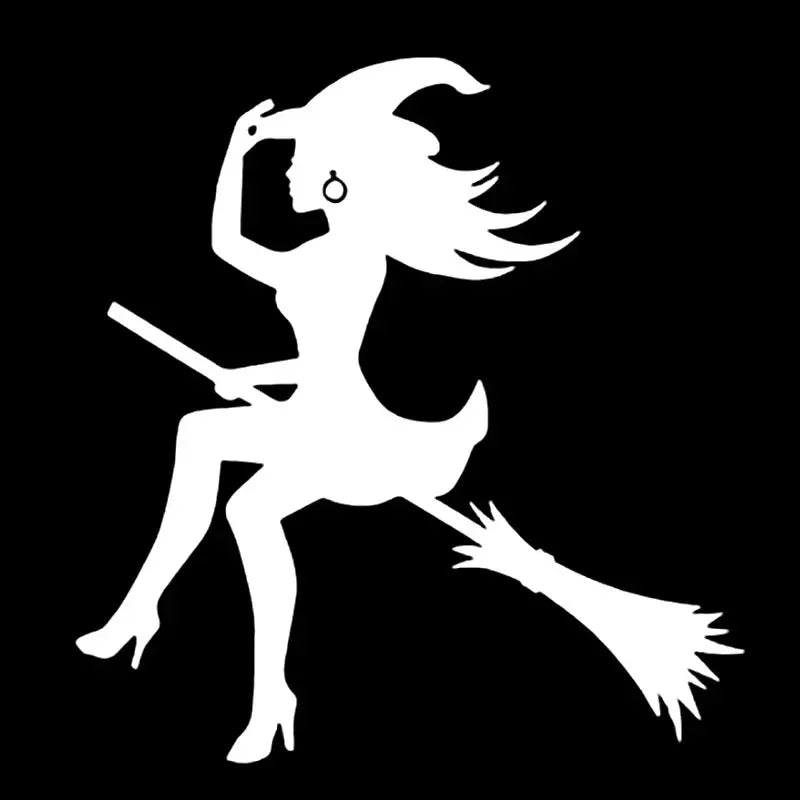 Witch Broom Halloween Vinyl Decal for Car & More Glossy White – Car Accessories | MotorWorld Marketplace