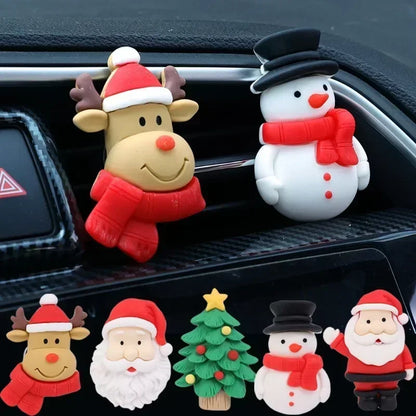 3D Christmas Car Air Vent Aroma Clip – Santa & Elk Resin Decor