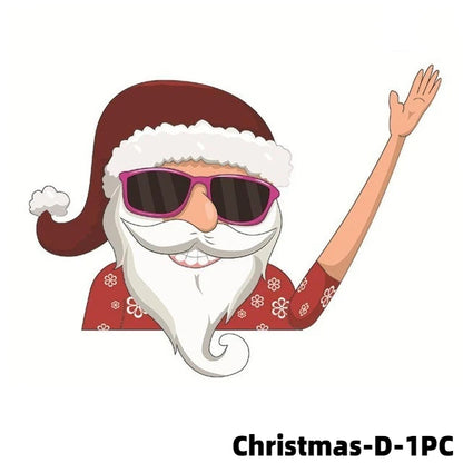 Christmas Car Window Sticker – Santa Elk Glass Decor, Durable