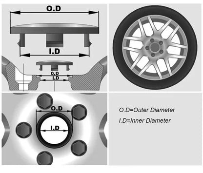 4pcs 60mm(2.4") Wheel Hub Caps Fit Fiat 500 Punto Stilo Bravo