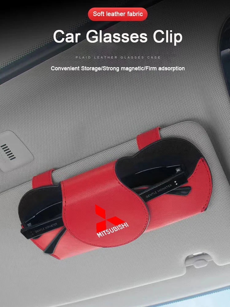 Premium Suede Sun Visor Glasses Case for Mitsubishi