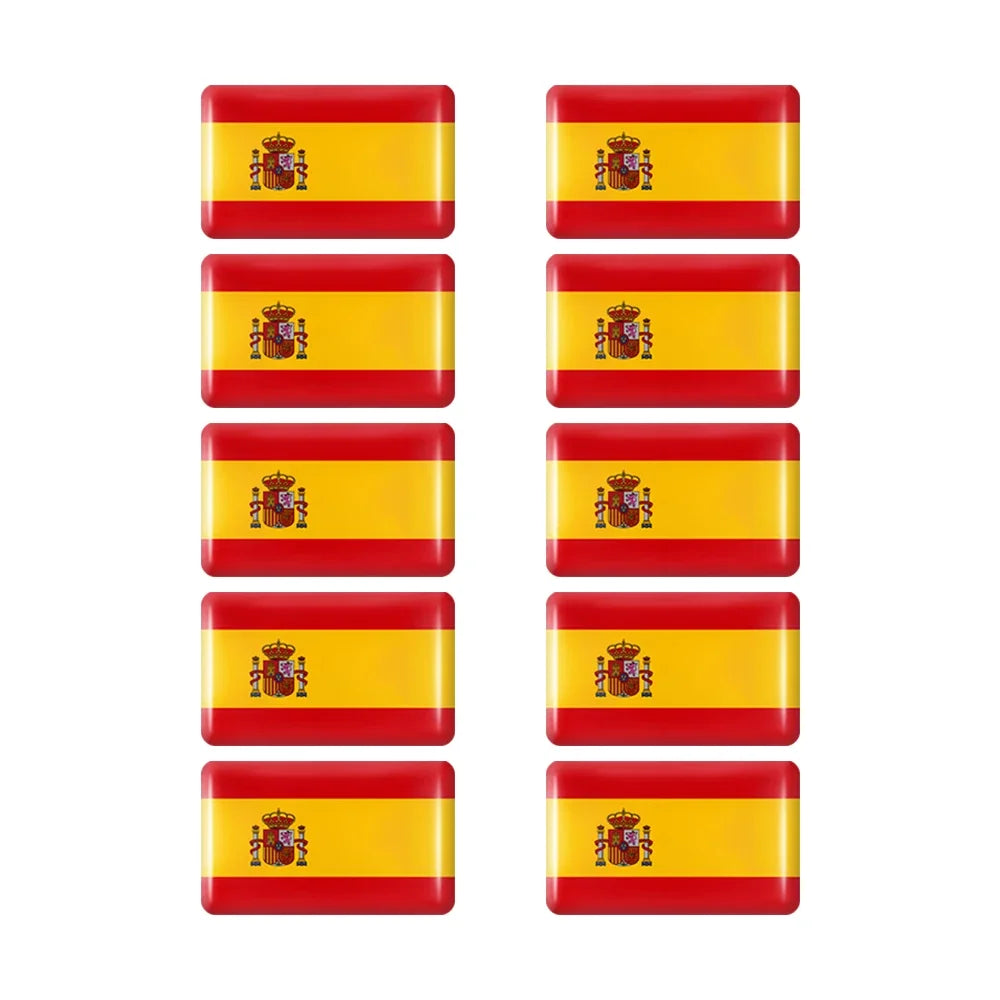 10pcs Epoxy Flag Badge Decals UAE, NL, RU, BR, IT, TH
