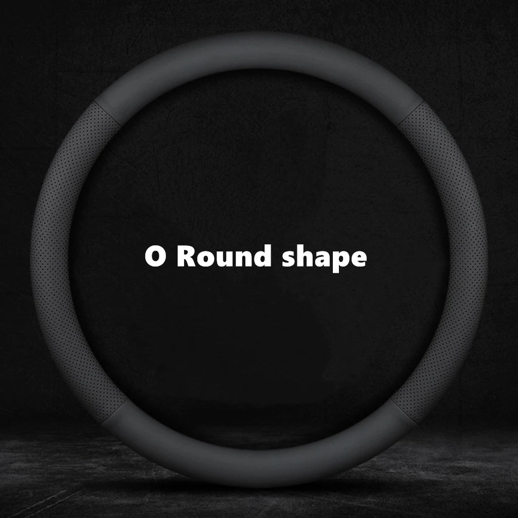 Premium Leather Steering Wheel Cover for Mercedes 38cm Black Round type – Car Accessories | MotorWorld Marketplace