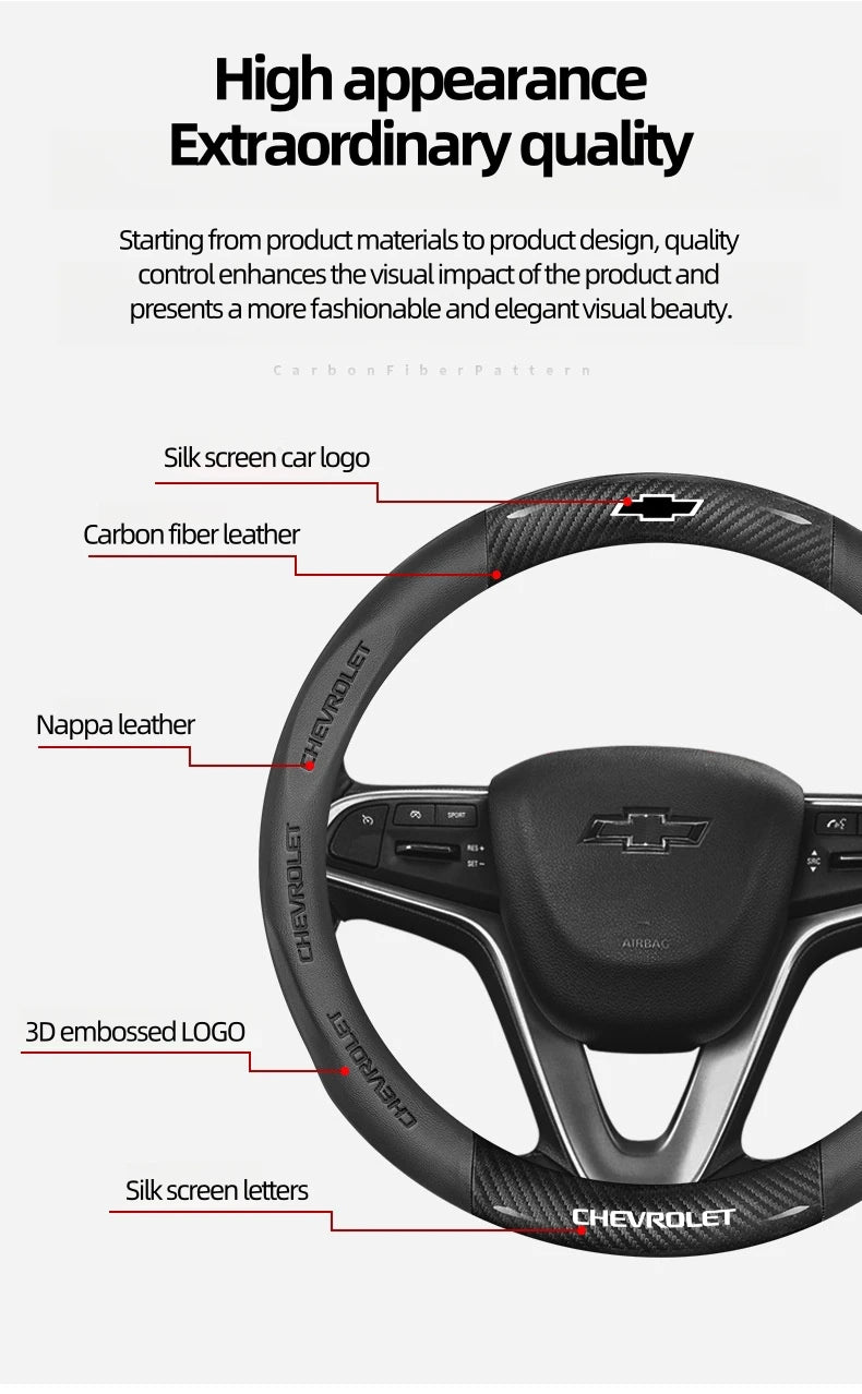 Housse de volant en daim et fibre de carbone pour Chevrolet Cruze Bolt