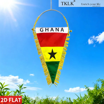 Ghana Triangle Flag 25x15cm Double-Sided Car Mirror Decor