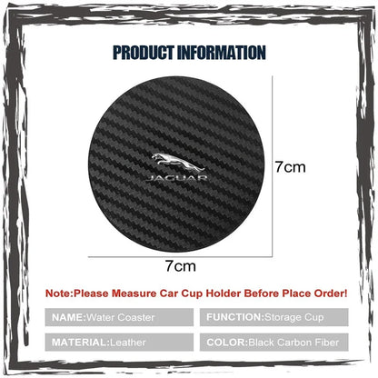 Carbon Fiber Cup Holder Mat Anti-Slip for Jaguar