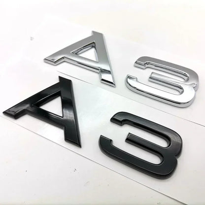 3D ABS Chrome Black Trunk Badge for Audi A1-A8 Q2-Q8 TT
