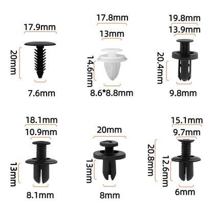 Kit de 100 clips de fixation pour pare-chocs - Pro Auto Rivets Fasteners