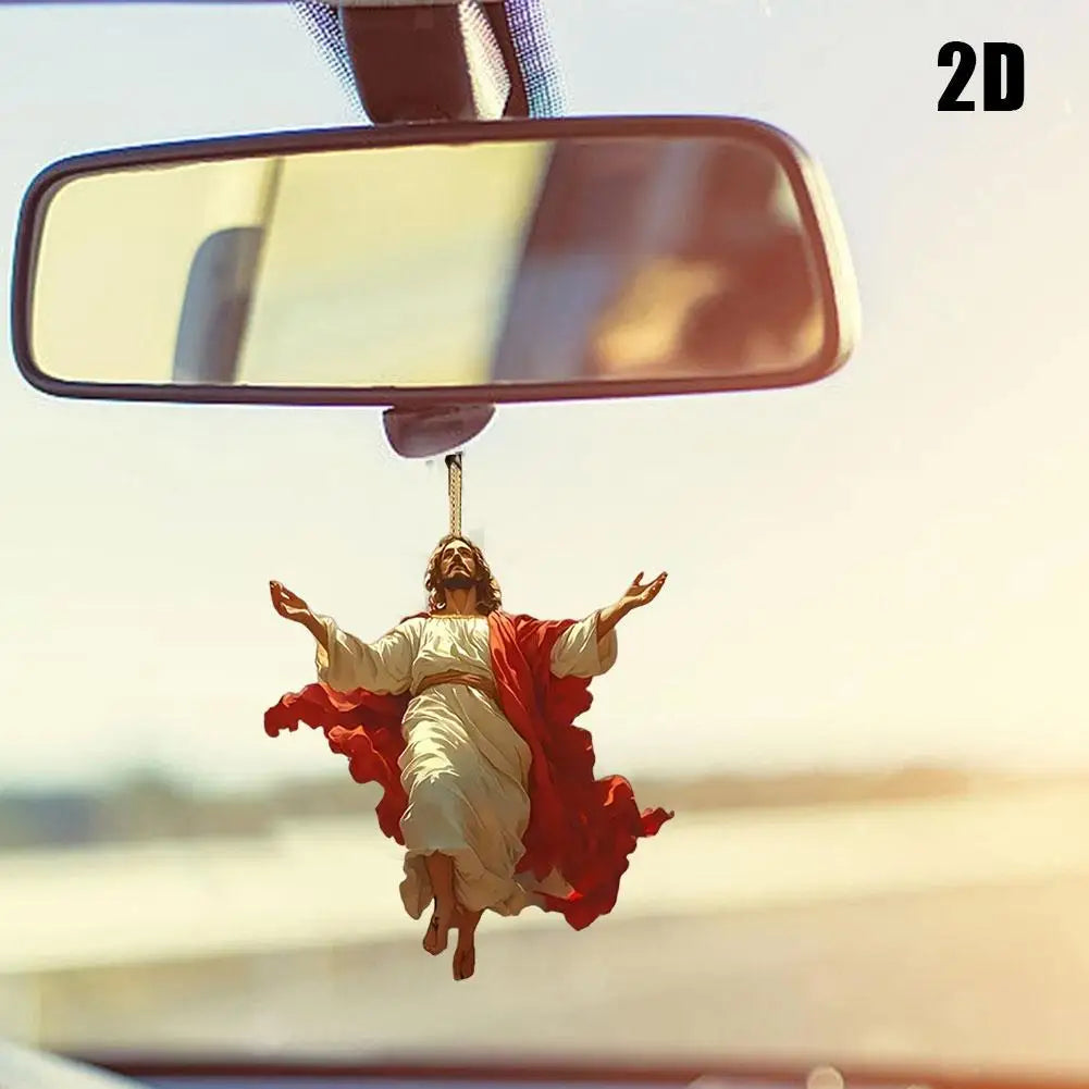 2D Jesus Rearview Mirror Pendant – Catholic Car Decor