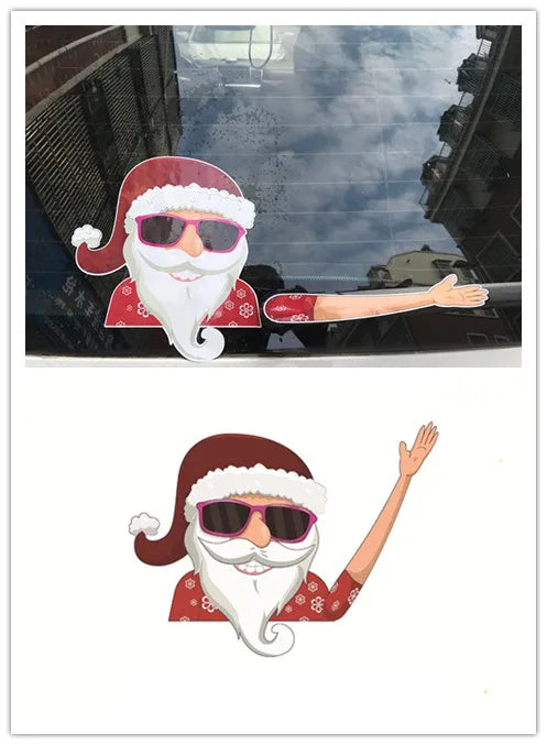 Christmas Car Window Sticker – Santa Elk Glass Decor, Durable
