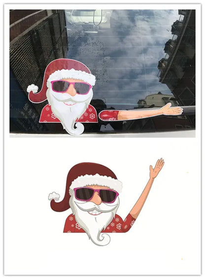 Christmas Car Window Sticker – Santa Elk Glass Decor, Durable