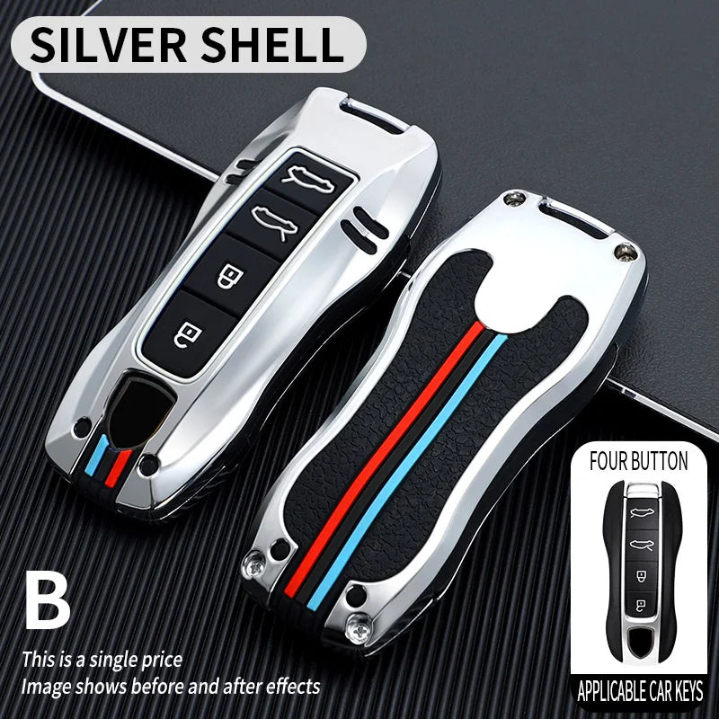 Zinc Alloy Smart Key Case for Porsche 911 Cayenne Taycan Silver Color Shell-2 China Mainland – Car Accessories | MotorWorld Marketplace