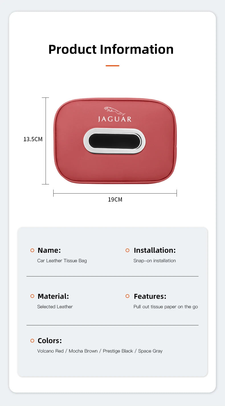 Premium Leather Tissue Holder for Jaguar