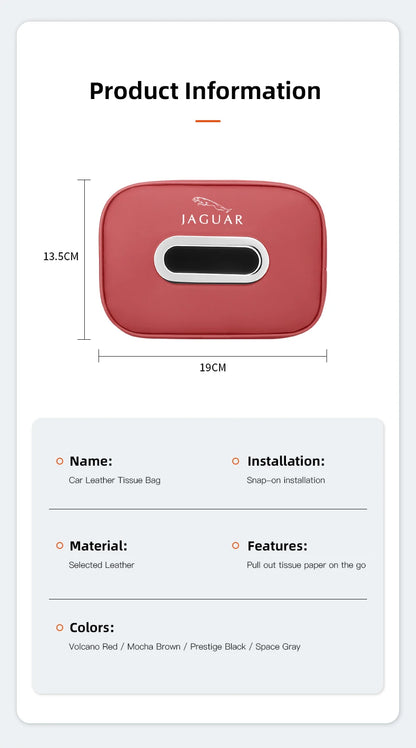 Premium Leather Tissue Holder for Jaguar