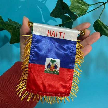 Haiti Double-Sided Car Window Flag 8x12cm