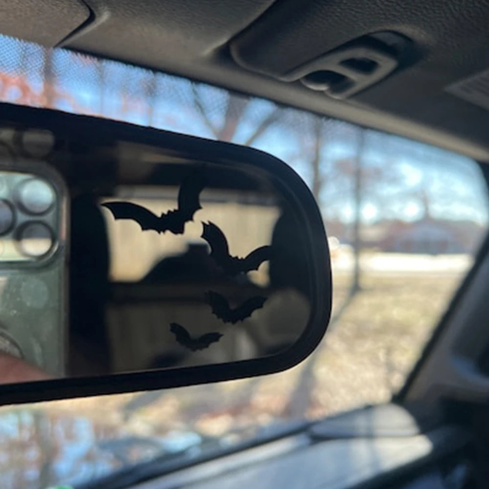Spooky Bats Car Rearview Mirror Decal – Waterproof Vinyl – Car Accessories | MotorWorld Marketplace