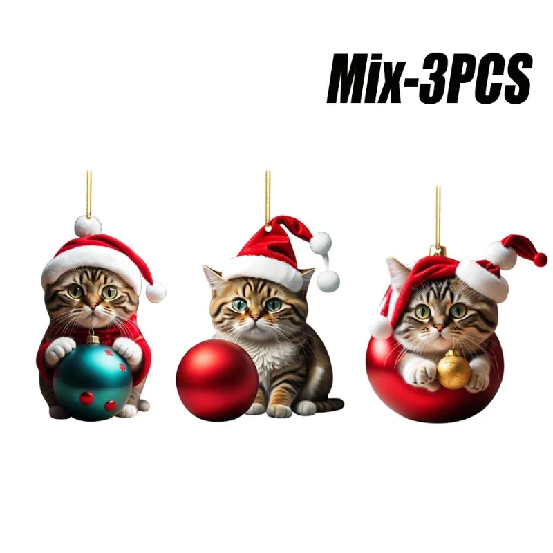 10PCS Cartoon Cat Car Pendants – Pro Interior Xmas Decor Set